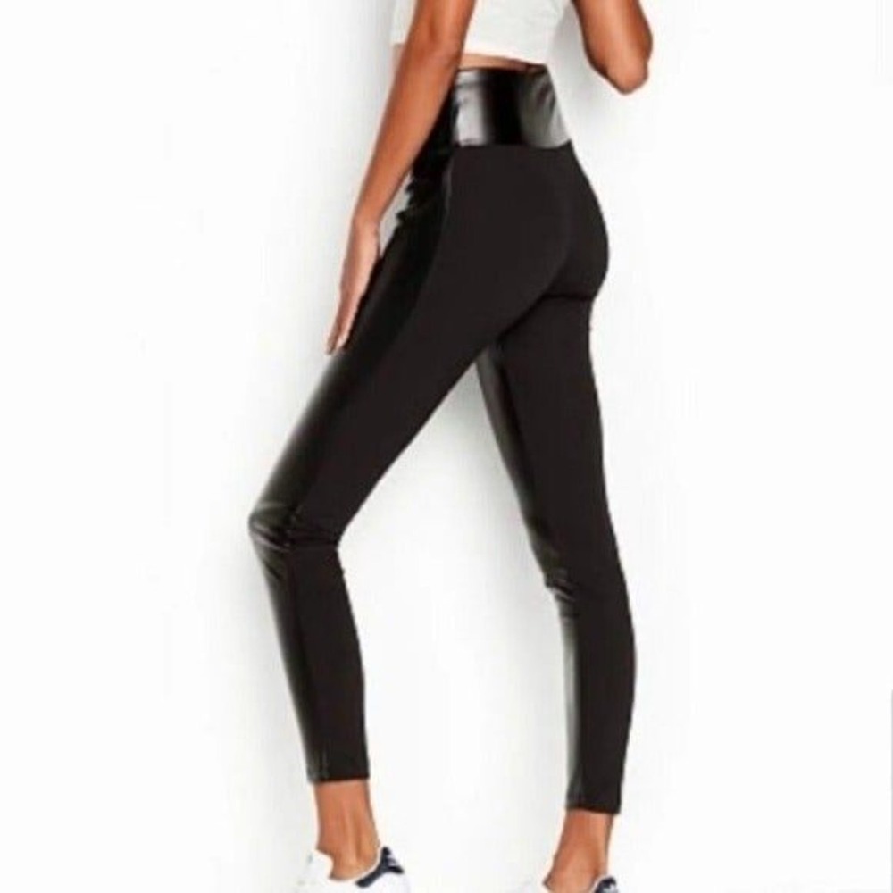 VS Pink Victoria Sport Faux Leather Sz L Pants